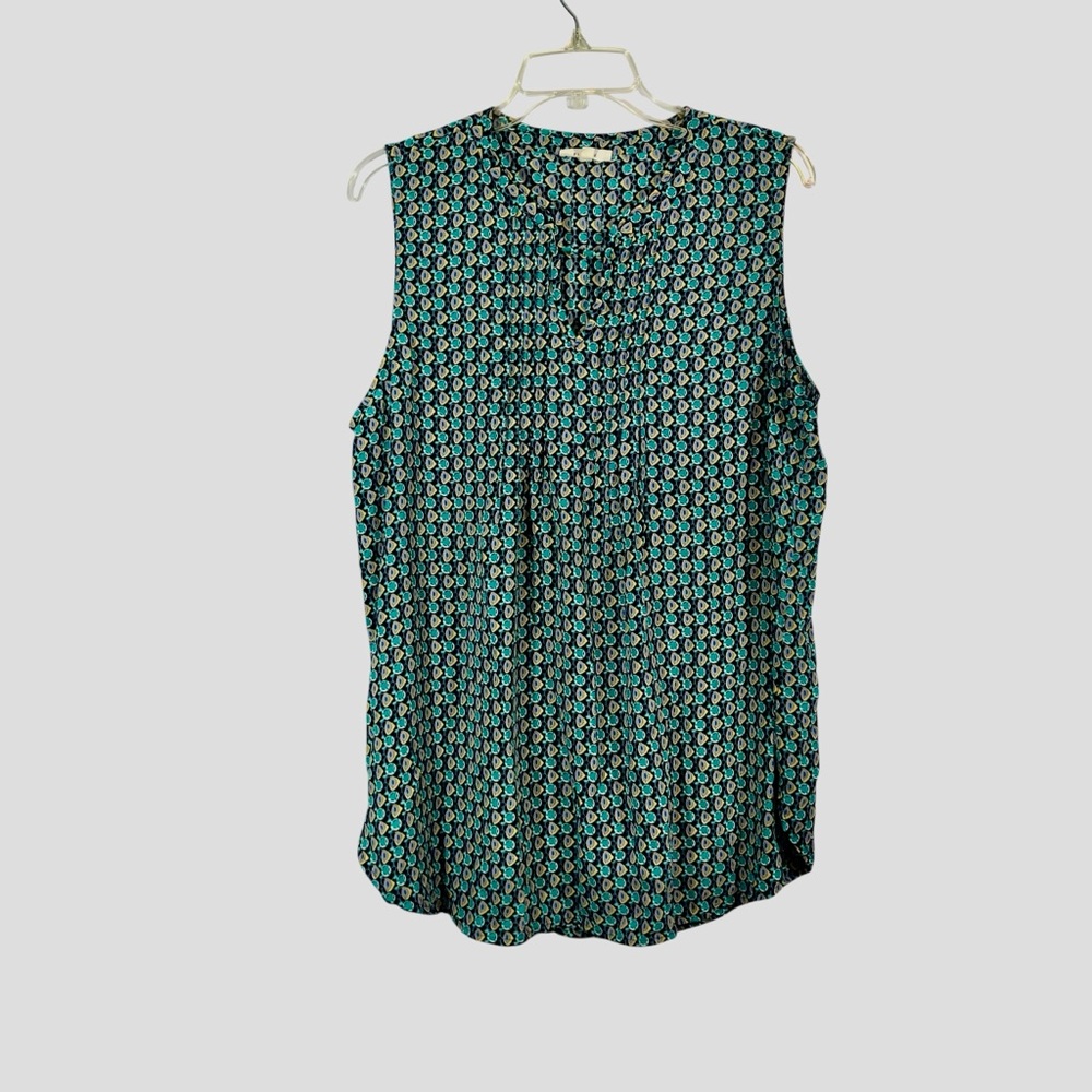 Pleione Sleeveless Patterned Top - Black and Green